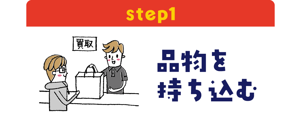 店頭買取step1品物を持ち込む