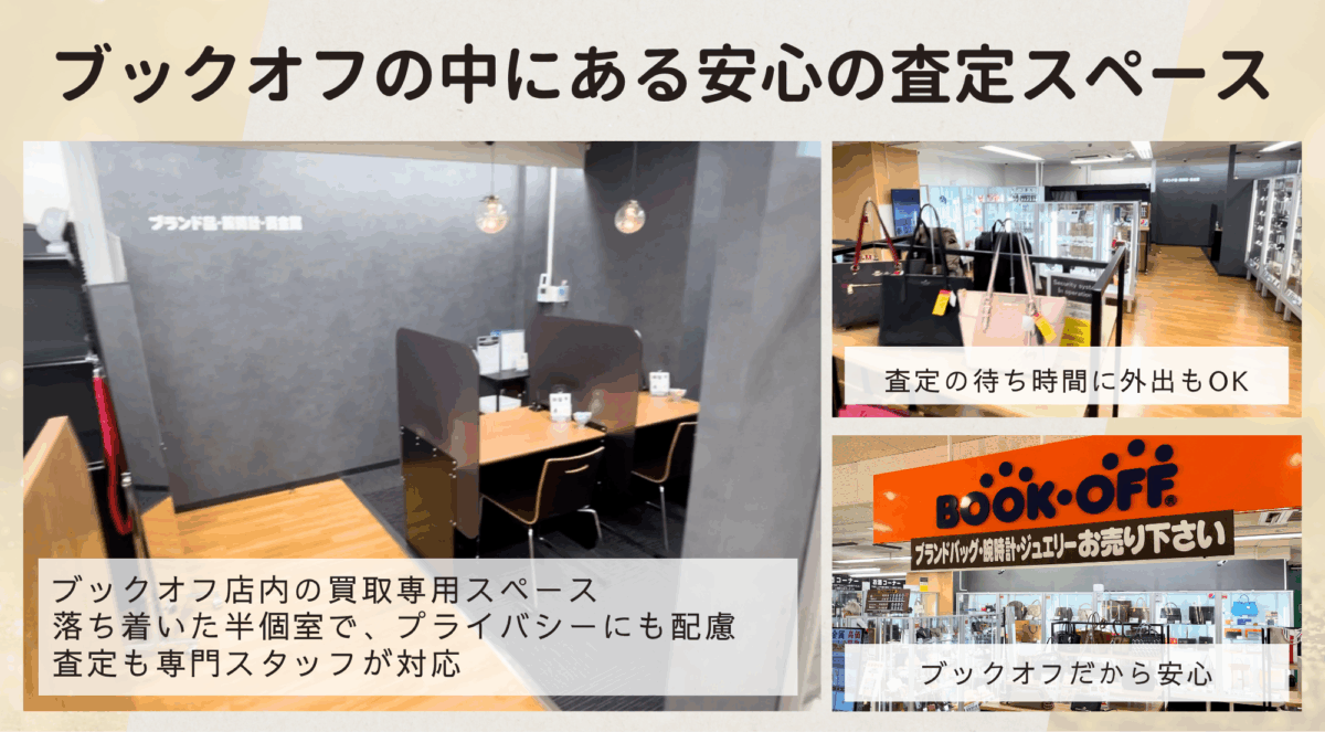 店内に設けられたプライバシー配慮の査定スペース。落ち着いた空間でブランド文具の査定を受けられます。