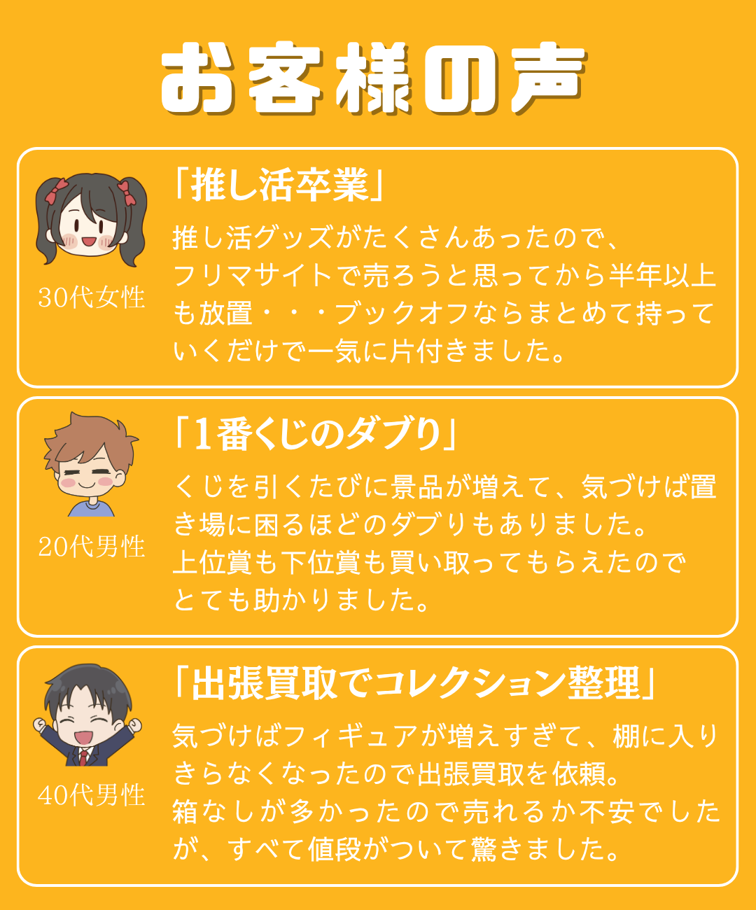 アニメグッズ買取のお客様の声